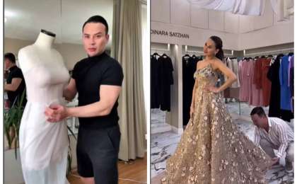 "Түнімен отырып тігіп едім": Динара Сәтжан Түркиядағы митингке байланысты өзінің той көйлегіне жете алмай қалды