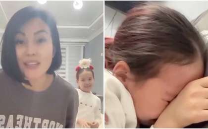 «Сен сияқты әкесіз өскен жоқпын»: Әлеуметтік желіде келіншек тренд түсіремін деп қызын жылатып қойды (ВИДЕО)