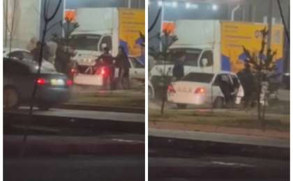 Шымкентте белгісіз біреулер ер адамды көлікке күштеп салып, ұрлап әкеткен (видео)