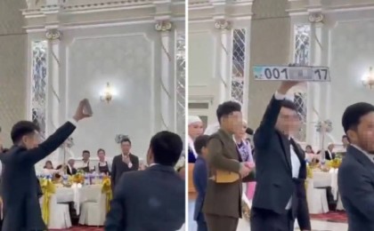 Шымкентте тойда жас-жұбайларға VIP-нөмір сыйға берілді