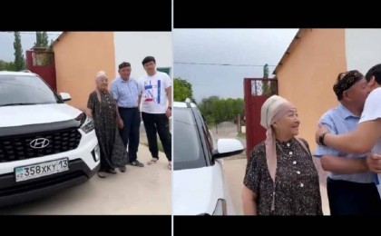 Алтынай Жорабаеваның күйеуі қайын атасына су жаңа көлік сыйлады (видео)