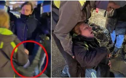 Митинг кезінде анасындай әйелді ішінен тепкен полицей қайғырдым деп ант-су ішті