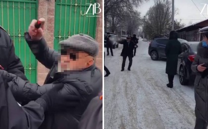 Алматыда қария полицейге бұрыш баллонымен шабуылдады (видео)