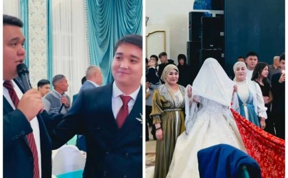 "Бұрын тұрмыста болған келіннің беті ашылмайды": Ринат Шамшырақтың тойындағы беташар рәсімі сынға қалды