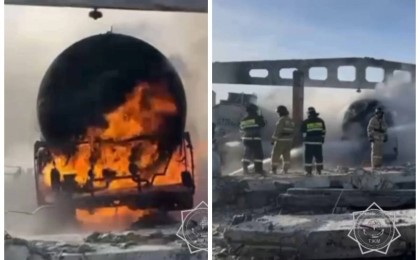 Жезқазған қаласында мұнай базасында өрт шығып, төрт адам ауруханаға жатқызылды (видео)