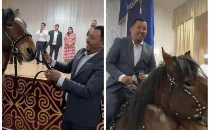 "Малды неге сахнаға шығарады": "Өнер қырандары" театрының әртісіне ат мінгізді