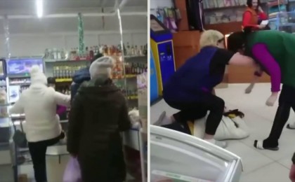 Аяқпен теуіп, сындырып жіберді. Оралда екі әйелдің дүкендегі төбелесі жұрттың жағасын ұстатты (видео)