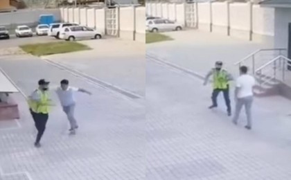 Алматыда жоғары лауазымды полицейдің өз қызметкерлерін ұрып жатқаны видеоға түсіп қалды