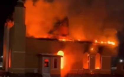 Қарағанды облысында мешіт жанып кетті (ВИДЕО)