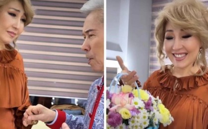 Әнші Нұрғали Нүсіпжанов әріптесі Жеңіс Ысқақованы жылатып қойды
