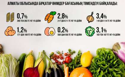 Алматы облысында бірқатар әлеуметтік маңызы бар азық-түлік тауарларына бағаның төмендеуі тіркелді