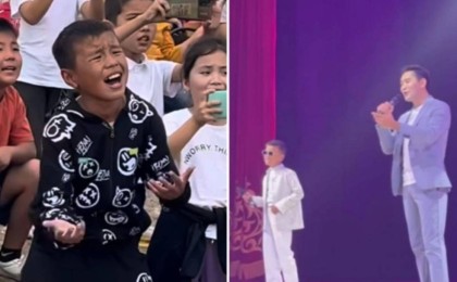 Қуандық Рахым әнін беріле орындаған ауыл баласына ат мінгізді