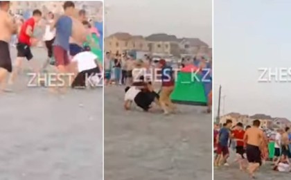 Ақтау жағажайындағы топтық төбелес видеоға түсіп қалды