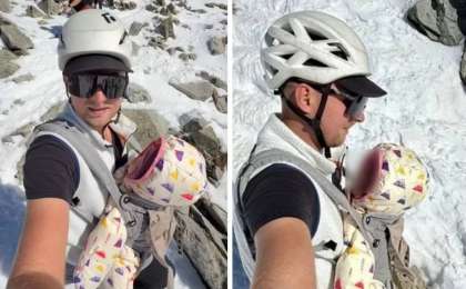 "Өмірін қатерге тікті": 9 айлық сәбиімен тауға шыққан альпинистер сынға қалды