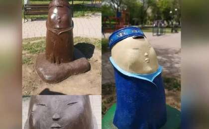 «Атам, әжем және мен»: Қарағандыдағы «біртүрлі» мүсінді көргендер ұяттан өліп кете жаздаған (ФОТО)