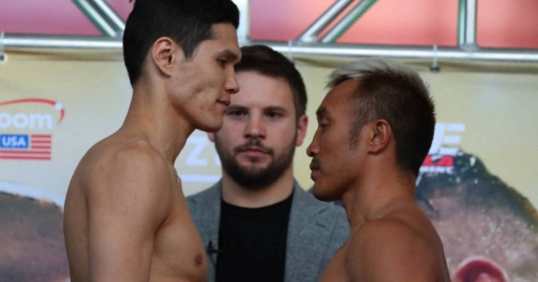 Данияр Елеусінов жекпе-жек алдында салмақ өлшеді