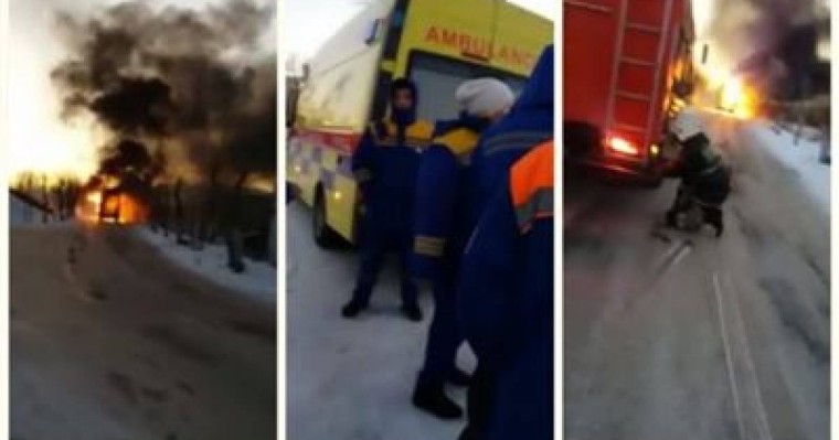 Жедел жәрдем көлігі түгі қалмай өртеніп кетті