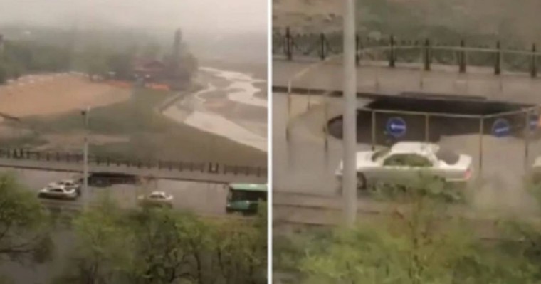 Алматыда Сайран көлінің жанындағы жол опырылып түсті (видео) - Қазақстан жаңалықтары