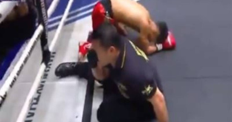 Боксшы қарсыласымен бірге төрешіні де нокдаунға түсірді