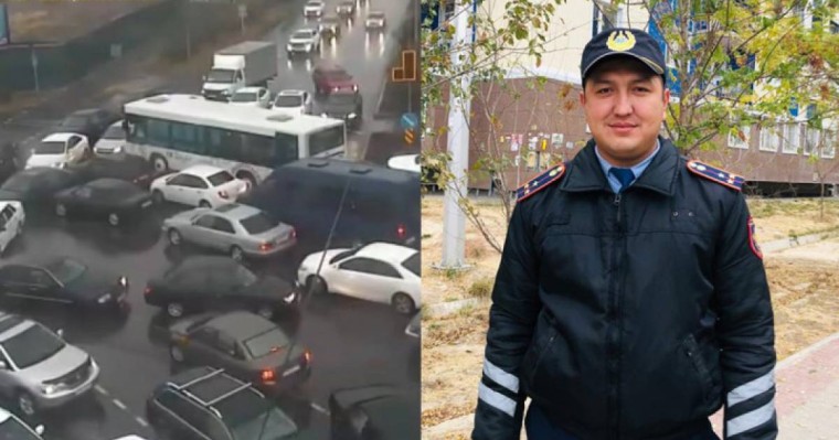 Жүргізушілер бипілдетіп, алғыс айтты: Шымкенттік полицей кептелісті әп-сәтте реттеп жіберді (видео)