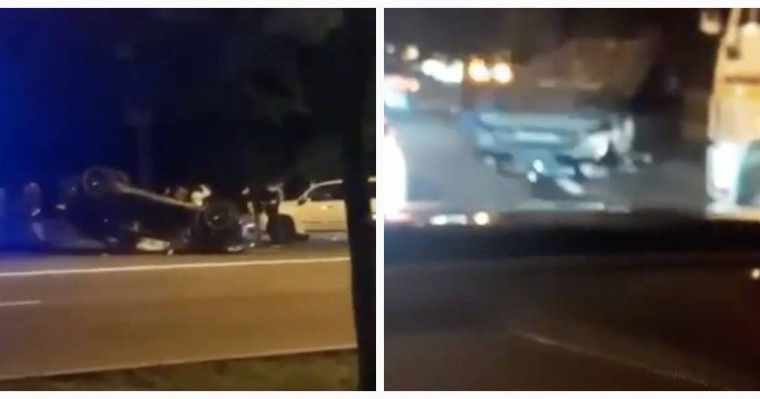 Алматыда жол апаты салдарынан көлік аударылып кетті (видео) - Қазақстан жаңалықтары