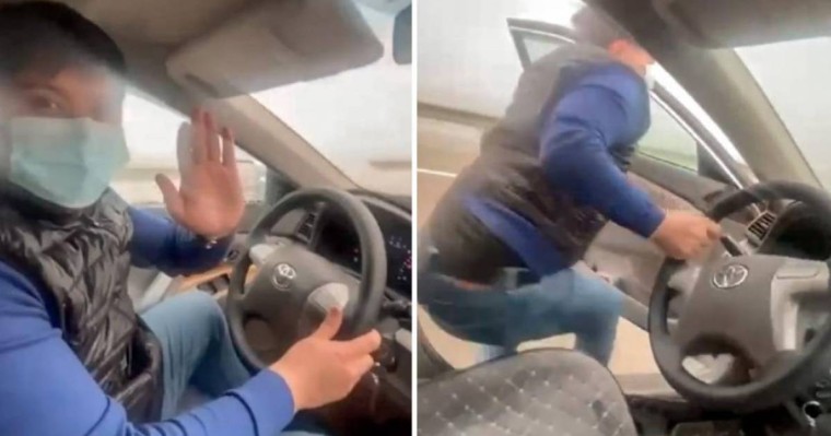 Жүріп келе жатқан машинадан түскен жүргізуші жазаланды