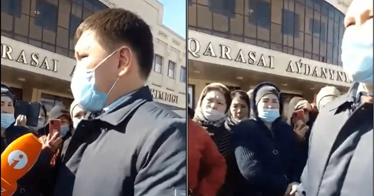 Жүздеген адам жұмыссыз қалған. Қаскелеңдіктер әкімдік алдына ереуілге шықты