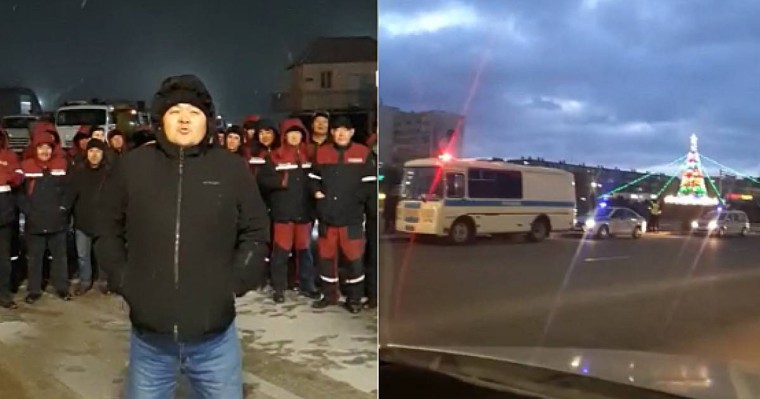 Интернет өшті, полиция фургоны көрінді: Маңғыстауда наразылық білдірушілер көбейіп барады