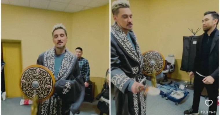 Әмре Дима Биланға қазақтың шапанын сыйлады (видео)