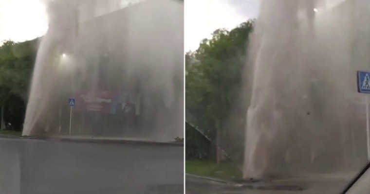 Павлодарда жер астынан ыстық су бұрқақ атқылап кетті