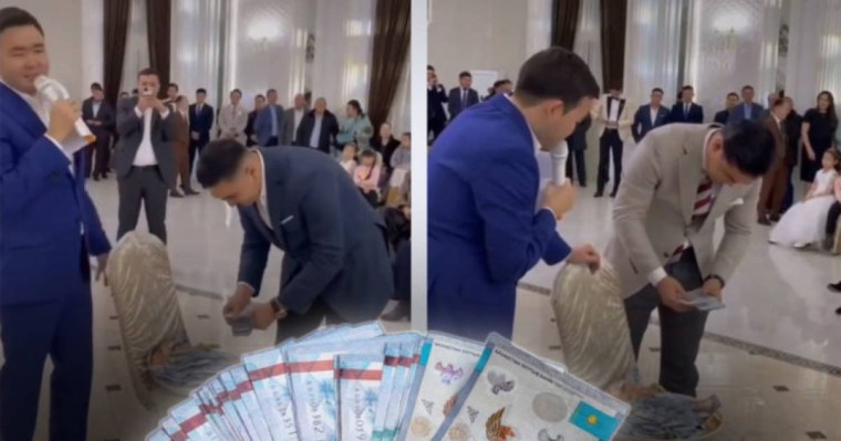 «Рекорд!»: Қонақтар беташар табағына 55 млн теңге салды