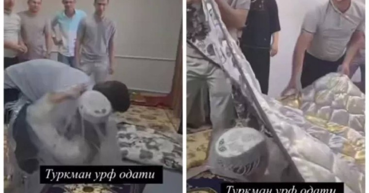 Жас жұбайлар қонақтардың көзінше "неке түнін" өткізді (видео)