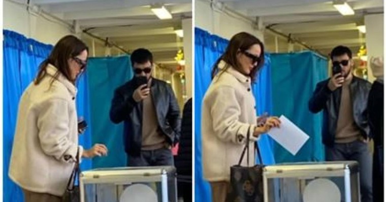 Сайлауға сүйіктісімен келген Кәмшат Жолдыбаеваға халық сүйсінді