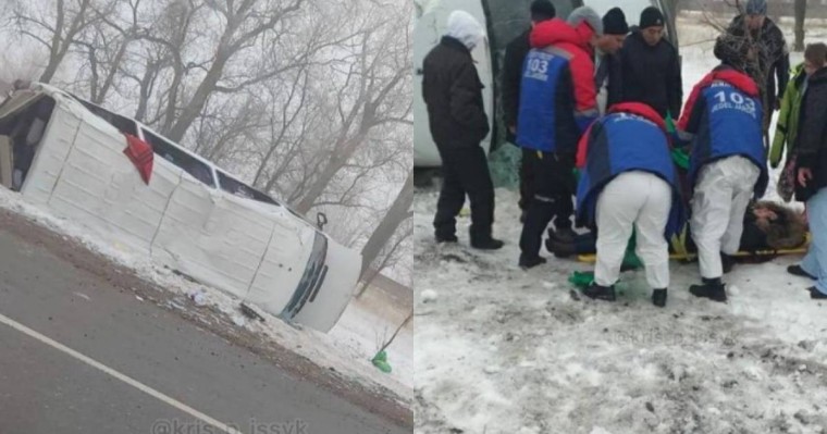 Алматы облысында перзентхана қызметкерлері отырған шағын автобус аударылды (видео)