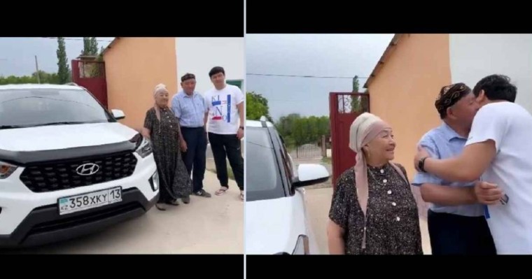 Алтынай Жорабаеваның күйеуі қайын атасына су жаңа көлік сыйлады (видео)