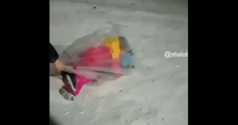 Елордада балаларын пакетке салып сырғанатқан ер адам "Үздік әке" атанды