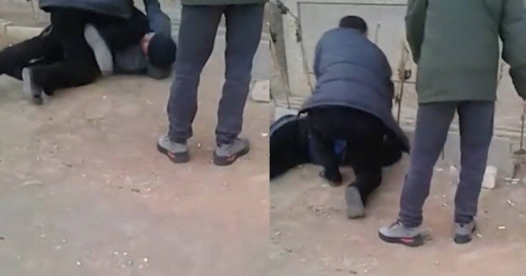 "Мен адаймын!". Ақтауда ер адам жерде жатқан азаматты аямай соққыға жықты (видео)