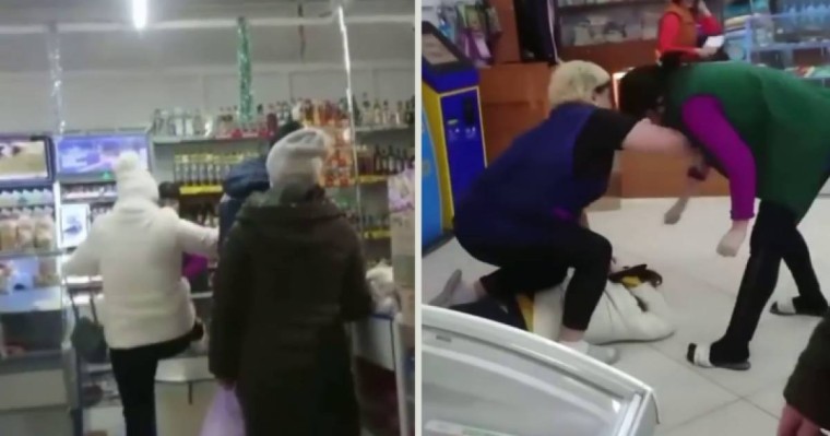 Аяқпен теуіп, сындырып жіберді. Оралда екі әйелдің дүкендегі төбелесі жұрттың жағасын ұстатты (видео)