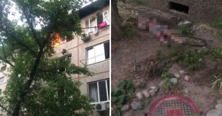 Алматылық тұрғын өртеніп жатқан үйдің 4-қабатынан секіріп кетті (ВИДЕО)