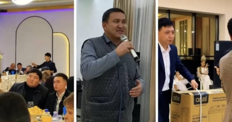 Күндіз той жасаған жас отбасыға Шу қаласының әкімі сыйлық табыс етті