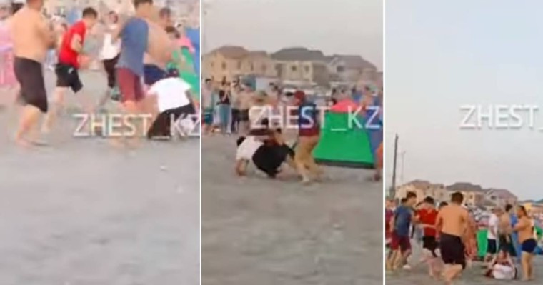 Ақтау жағажайындағы топтық төбелес видеоға түсіп қалды