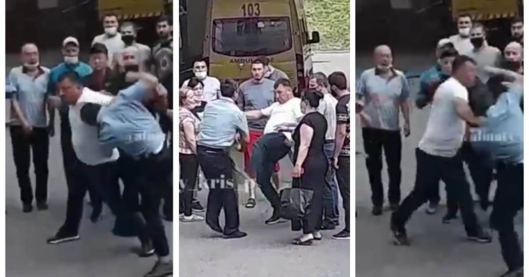 Алматы облысында ер адам полицейді тепкілеп тастады (ВИДЕО)