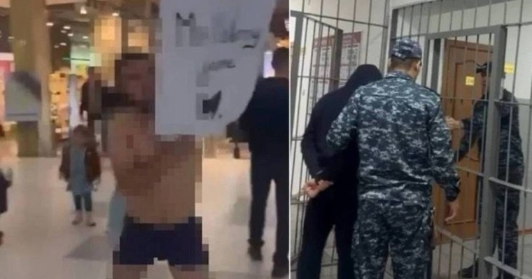 Астанада сауда орталығында іш киіммен жүгірген ер адам қамауға алынды