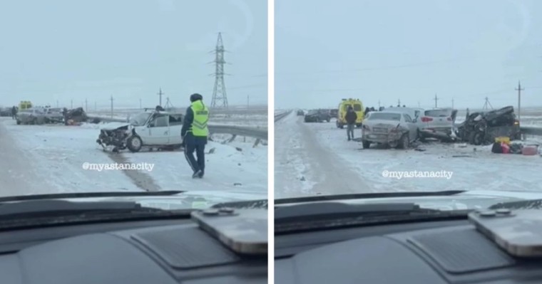 Астана-Павлодар тас жолында жеті көлік соқтығысты: Қаза тапқандар мен зардап шеккендер бар (видео)