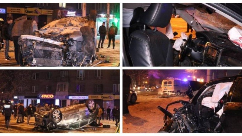 Алматыда ірі жол апатынан Audi көлігі аударылып қалды (фото) - новости Казахстана