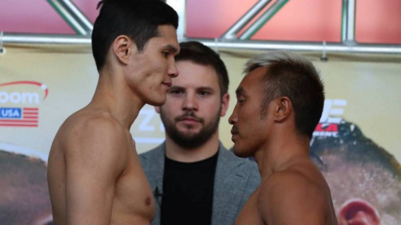 Данияр Елеусінов жекпе-жек алдында салмақ өлшеді