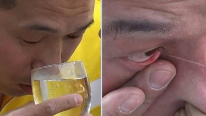 Ер адам мұрнынан ішкен суды көзінен шашыратып елді таңғалдрды (видео)