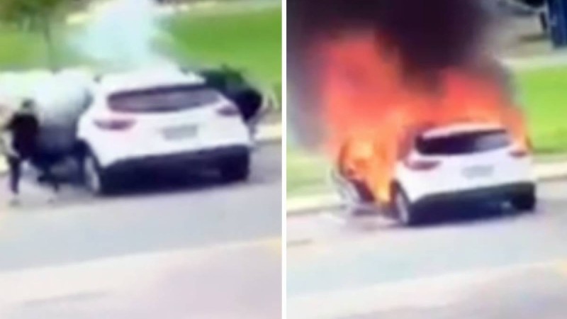 Әйел өртеніп жатқан көліктен балаларын соңғы сәтте алып шықты (видео) - Қазақстан жаңалықтары