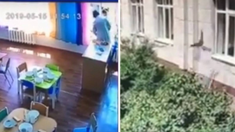 Талдықорғандық балабақшада екі жасар қыз екінші қабаттан құлап кетті: Оқиғаның видеосы жарияланды (видео)