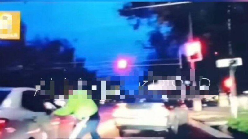 Алматыда мас жүргізуші полицейді қағып кетті (ВИДЕО)